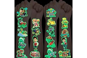 DEEN Tattoos for Kids 12 Sheets, Luminous Paw Patrol Temporary Tattoos,Glow In Dark Children Tattoos,Kids Tattoos Stickers for Boys Girls Party Bag Fillers Birthday Party Favours Games Stuff Supplies