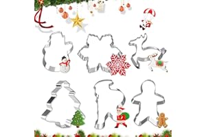 CRZYPLEA Formine biscotti natale grandi,6PCS,forme biscotti natale,acciaio inossidabile formine biscotti set,formine biscotti in acciaio inossidabile,stampi acciaio inox per biscotti natalizie