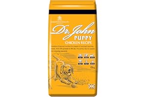 GILBERTSON & PAGE Dr John Dry Puppy Food 10kg with Omega-3s - Chicken Recipe - Complete Nutrition for Puppies of Sporting Active Breeds - Junior High Protein Dry Dog Food.