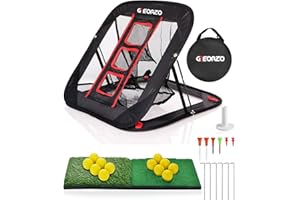 GEEORZO Golf Chipping Net, Pop Up Golf Practice Net with 2 Golf Hitting Mats, 12 Practice Balls and Golf Tees Accessories for Backyard Outdoor Indoor