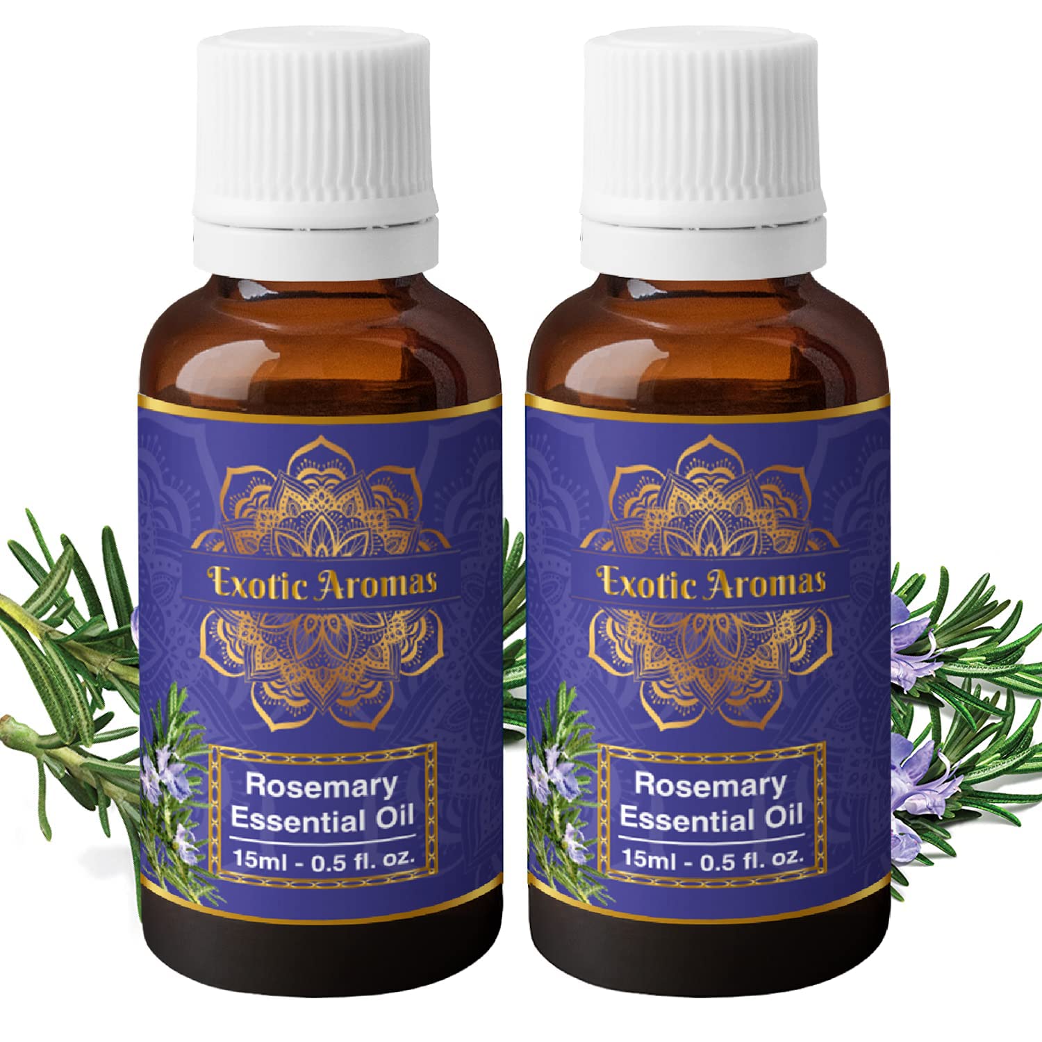 Exotic Aromas Rosemary Oil for Hair Growth,Essential Oil for Skin, Aromatherapy 100% Pure & Natural (15 Ml+15 Ml) Pack of 2
