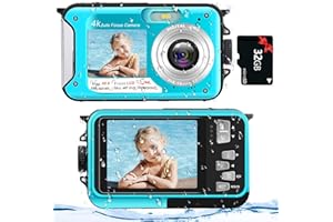 Unterwasserkamera Yixinxin 4K Digitalkamera wasserdichte 48MP Autofokus wasserdichte kamera Dual Screen Selfie Fotokamera mit 32GB Karte