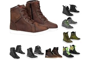 SUPER BIKERS Mens Motorcycle Rider Shoes Non-Slip Motorbike Armoured Boots Ankle Protection Water-resistant Leather Boots Black Color