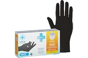 Bericah Dr. Protec,Protix Black, Guanti in Nitrile, Senza Polvere, Taglia L,100 Pezzi