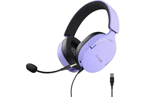 TRUST GAMING GXTrust 490P Fayzo Cascos Gaming USB 7.1 Sonido Envolvente, Drivers 50mm, 35% Plástico Reciclado, Micrófono con Cancelación de Ruido, RGB Auriculares con Cable Over-Ear PC PS5 - Morado