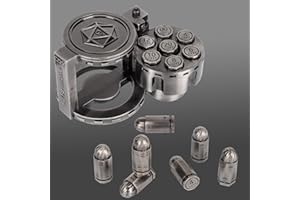 CZYY Lot de 7 dés polyédriques en métal avec récipient cylindrique rotatif – Dés de style Cyberpunk pour jeux de table Warhammer 40K, D&D, science-fiction, guerre ou crime (argent)