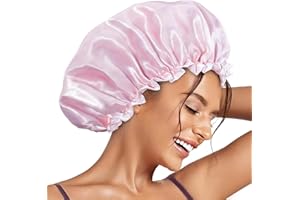 Aquior Shower Cap Reusable Shower Cap for Women Double Layer Waterproof Large Size for All Hair Lengths for Girls Spa Home Salon (Pink Cloud)