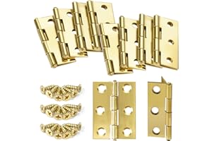 Anstore 10 Stück Scharniere Klappbar, 44×32×1mm Faltbar Gold Scharnier Edelstahl, 270° Scharnierband Klein mit 72 Stück Schrauben, Türscharniere für Türen, Fenster und Schränke