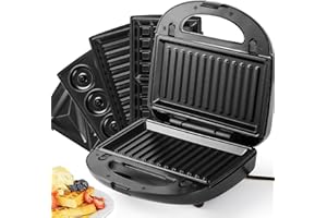 SUPERLEX Sandwich Panini Grill Press 4-in-1 Set, Toastie Machine with Removable Grill, Sandwich, Waffle, Donut Baking Plates, Non-stick