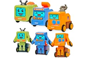 Tippi Transforming Truck Robots - Set of 3 Friction Powered Cars - Transform Into Robots - Truck Toys For 2,3,4 Year Old Boys - Fun Cars For Toddlers