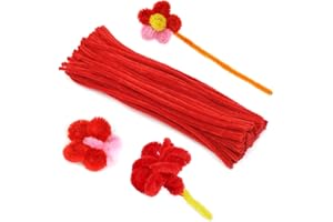 RAMLUR 100 Pcs Pipe Cleaners Chenille Stems, Red Pipe Cleaners, Pipe Cleaners Craft Supplies for DIY, Arts and Crafts Project Decoration
