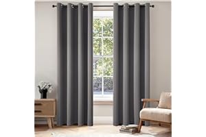‎EMEMA EMEMA Vorhänge Verdunklungsvorhänge Grau Blickdicht mit Ösen 225 cm Lang Thermovorhang Weiche von Räumen 2er Set Abdunkelnde Vorhänge für Wohnzimmer Schlafzimmer Ösenvorhänge Jeder H225 x B140 cm