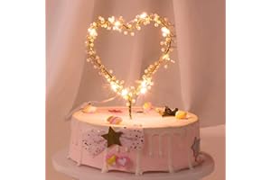 KIPETTO Kuchen Topper Liebes Herz Perlen Cake Topper mit LED-Licht für Geburtstag, Hochzeit, Jahrestag, Party Tortendekoration