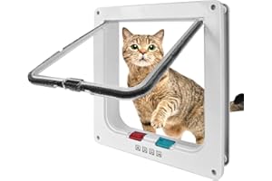 YOYIAG Chatière Blanche pour Chat : Porte intérieure surdimensionnée 26,5 x 24,5 x 6,5 cm, Porte magnétique pour Animaux domestiques, Fermeture à vis, pour Chats et Petits Chiens