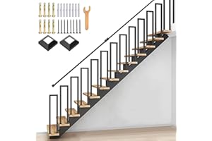 SCGSJZH Rampe Escalier Intérieure en Forme de U, Main Courante pour Escalier, Noir Garde Corps en Métal pour Extérieur, Balcons, Couloirs, Lofts (90CM)