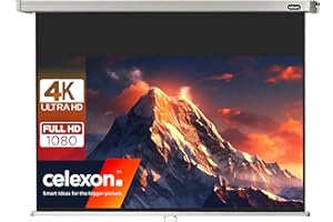 celexon Pro Écran de Projection Manuel 95" | 220x124 cm 16:9 | Écran 4K, Full-HD Extensible manuellement pour Le Bureau ou Les Projections Home Cinéma | Montage Mural & au Plafond/à Suspendre