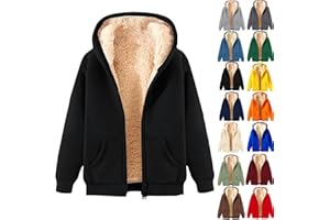 Couawaticy Warm outerwear, Jacket Teddy Fleece Hoodie Winter Coat Jacket Full Zip Hoodie Teddy Bear Coats Fleece Tops Sweater Outwear unisex wear