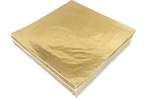 xQzit 100 PCS Gold Leaf Sheets | 14x14cm Gold Foil Sheets for Gilding, Nails, Art & DIY Crafts | Gold Foil Paper Ideal for, Furniture, Home Decoration & Canvas Projects