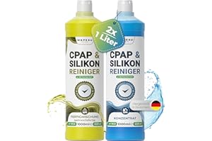 CPAP Maske Reinigung SET 2 Ltr I 1 Liter Fertig - 1 Liter Konzentrat für Reinigung CPAP Maske und Schlauchreiniger, Kunststoffreiniger, Silikon-Reiniger Mapeau (2x 1000ml)