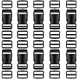 DUMEALAGR Buckles for Straps - 10 Set 1 inch Buckles for Straps with 20 pcs Tri-glide Slide Clip, Quick Side Release Plastic Buckle Clip, Fit 1 inch Wide Nylon Webbing Canvas Strap