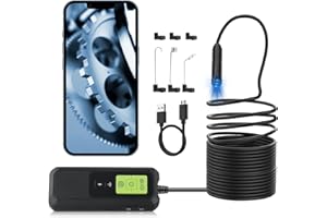 TOPEV Endoscope camera with light，2560P HD WiFi Borescope with single Lens 16.4FT Semi-Rigid Cable 8.0mm IP67 Waterproof Inspection Camera