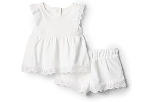 Amazon Essentials x Sofia Grainge Baby Girls' Cotton Eyelet Top & Shorts Play Set