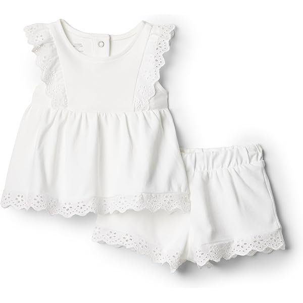Geagodelia Ensemble Été Bébé Fille 2 Pièces - Débardeur Volants Et Jupe Short Fleuri