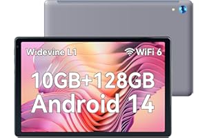 Whitedeer 10 inch Tablet - 10GB RAM + 128GB ROM Android 14 Tablet - Octa core Processor with 1280 * 800 IPS Wi-Fi 6G - Widevine L1-5000mAh - Dual Camera - Face ID - Tablet PC - Gray