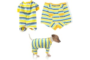 FADCAER Dog Surgery Recovery Suit,Dogs Recovery Suit for Male/Female,Striped Puppy Surgical Recovery,Suit Surgical Suit for Dogs Cats After Surgery,Cone Alternative Anti-licking dog clothes (L)