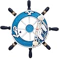inheming Wall Decoration Steering Wheel, Wooden Ship Steering Wheel,Anchor Seagull Nautical Wall Hanging Decoration for Home Decoration