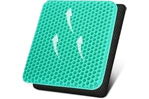 Deyikeji, Cuscino per seduta in gel, per sedia da ufficio, comodo e traspirante, adatto per auto, ufficio, casa, sedia a rotelle, con fodera lavabile, per stare comodi e freschi (Verde)