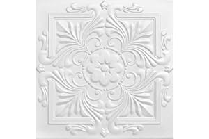 MYDEKOR Polystyrene Ceiling Tiles Suspended Cladding Panel Tile White 08108 (8 Tiles 50cmx50cm - 2m2 Coverage)