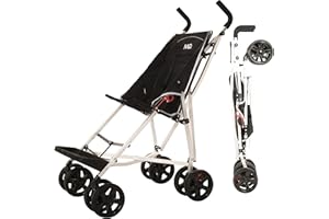 MobiQuip XL Disability Pushchair, Black - Special Needs Stroller for Older Children up to 50kg - Lightweight Folding Aluminium Frame - Adjustable Footplate & 5-Point Harness - Smooth & Portable