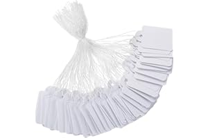 Hwtcjx 200 Stück Preisschilder, Preisschilder Anhänger, Preisetiketten, Hängeetiketten Klein, Kraftpapier Preis Anhänger mit Elastischer Schnur für Kleidung Schmuck Display, 25 x 45 mm (Weiß)