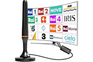 DTB TECH Antenna TV Interna Digitale, Potente Antenna Amplificatore HDTV Digitale 260KM+ Miglia-Base Magnetica per TV Portatili, Supporto 4K 1080p VHF UHF DVB-T/DVB-T2