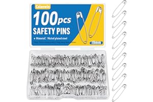 Caianwin 100 PCS Safety Pins 19mm Mini Safety Pins Mini with Storage Box Mini Safety Pin for Clothes,Sewing, Pinning, Hemming, Dressmaking and DIY