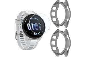 MWOOT Kompatibel mit Garmin Forerunner 165 Schutzfolie und Hülle, 9H Härte Kratzfest Displayschutz Schutzglas, Smartwatch Screen Protector Set mit Schutzhülle(4+2Stk.)