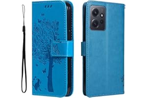 GOKEN Funda para Xiaomi Redmi Note 12 4G, Leather Folio Carcasa con Billetera, Relieve, Magnética Premium TPU PU Cuero FILP Case Cover con Soporte Tapa Tarjetas, Azul