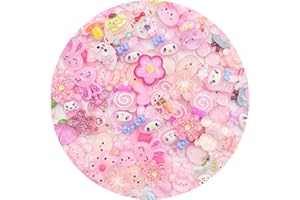 Cosyhav 50pcs Slime Charms,Transparent Pink Mix Resin Charms,Cute Charms for Slime,Crafting and Scrapbooking