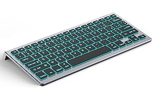 CACOE Clavier Bluetooth pour MacOS, iPadOS et iOS, Éclairage 7 Couleurs, Bluetooth 3 Canaux, pour iPad 10e Génération/iPad Air/Pro/Mac Mini, AZERTY Clavier Mac, Gris