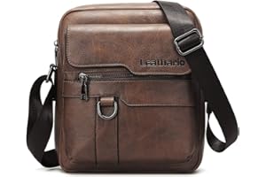 Leathario Shoulder Bag, Vegan Leather Cross Body Bag Men, Small Messenger Bag, Side Sling Bags for Work, Travel, Daily Use