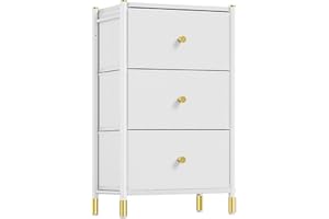 YITAHOME Chest of Drawers,Bedroom Storage Drawers,Cabinet with 3 Drawers,Fabric Drawers with Handles,White