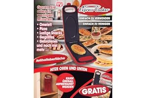 BEST DIRECT Poêle Double à Omelette Express Cooker, 800w, Grill Multi Fonction électrique, Cuiseur Multi Fonction Grill Antiadhésif avec Fonction Réversible 800W Rouge