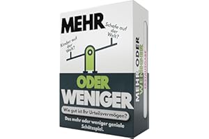 More or Less | Mehr Oder Weniger Kartenspiel | Wie gut ist Ihr Urteilsvermögen? Spiel für Erwachsene, Famile & Kinder | 2+ Spieler | Familienspiel | Reisespiel |