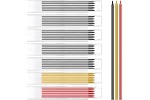 JIUJUDA9 7 Box/42 Pcs for Tracer Pencil Refills for Carpenter Pencils, 2.8mm Solid Deep Hole Carpenters Woodworking Construction Pencil Lead Refills Replacement(Black, Red, Yellow)