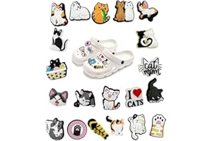 FUGLUS 20 PCS Pines para Crocs Zuecos Sanitarios,Adornos para Zapatos para Serie Gato de Verano,Accesorios de Decoración de Zapatos PVC,para Niñas Mujeres Niños,Regalos Fiesta Cumpleaños