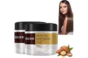 THESOSY Traitement capillaire au collagène, revitalisant réparateur en profondeur, masque capillaire au collagène à l'huile d'argan, essence pour cheveux secs et abîmés, pour tous les types de cheveux (2PC)