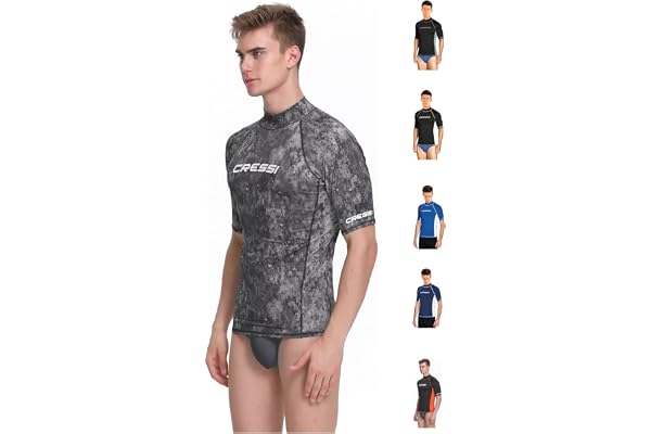 Cressi Rash Guard Rash Guard Haute de Combinaison en Tissu très élastique spéciale, Manches Longues et Courtes, Protection Solaire UV (UPF) 50+ Homme (Lot de 1)