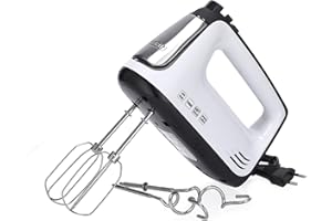 SEVERIN Batteur électrique 400 W, Fouet électrique avec 5 vitesses, fonction turbo et poignée Soft-Touch, Batteur mixeur livré avec 2 fouets et 2 crochets de pétrissage en inox, HM 3830