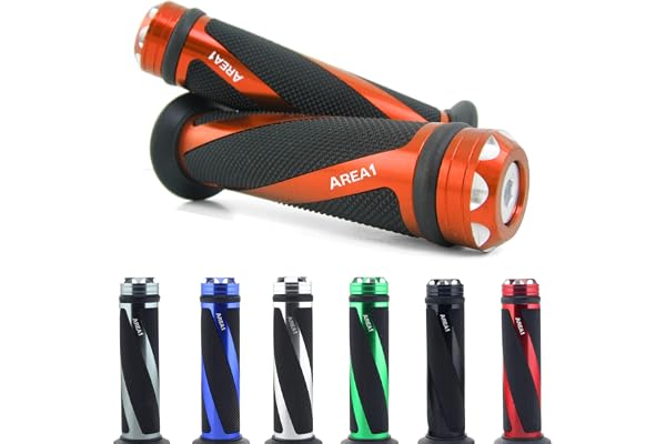 Area1 Poignées de Guidon Universelles 22/24-25 mm Moto Poignée en Caoutchouc, Antidérapantes, Coil Orange, Compatible avec KSR